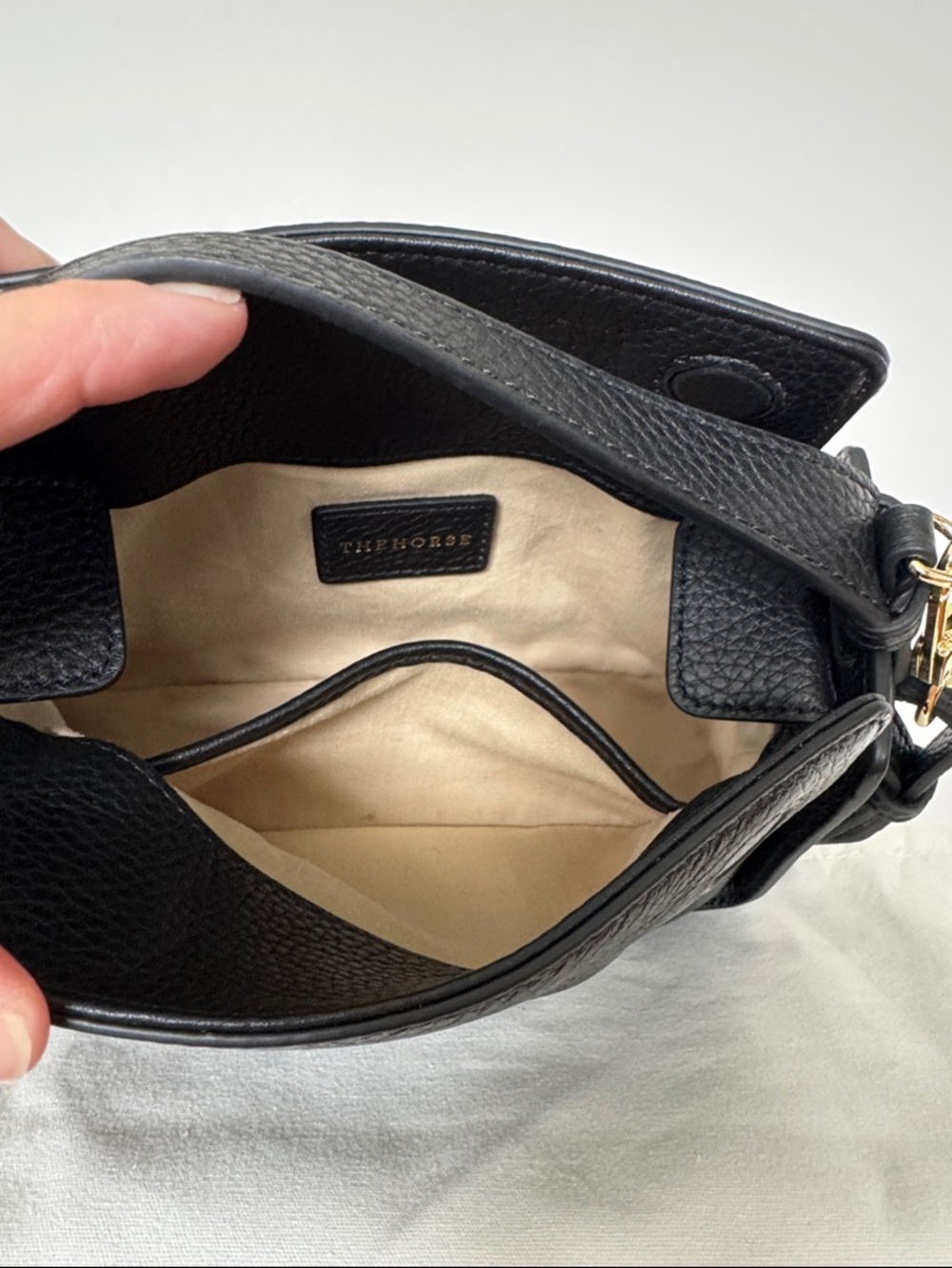 The Horse Black Pebbled Leather Mini Clementine Crossbody with Gold Hardware - Picture 4 of 7